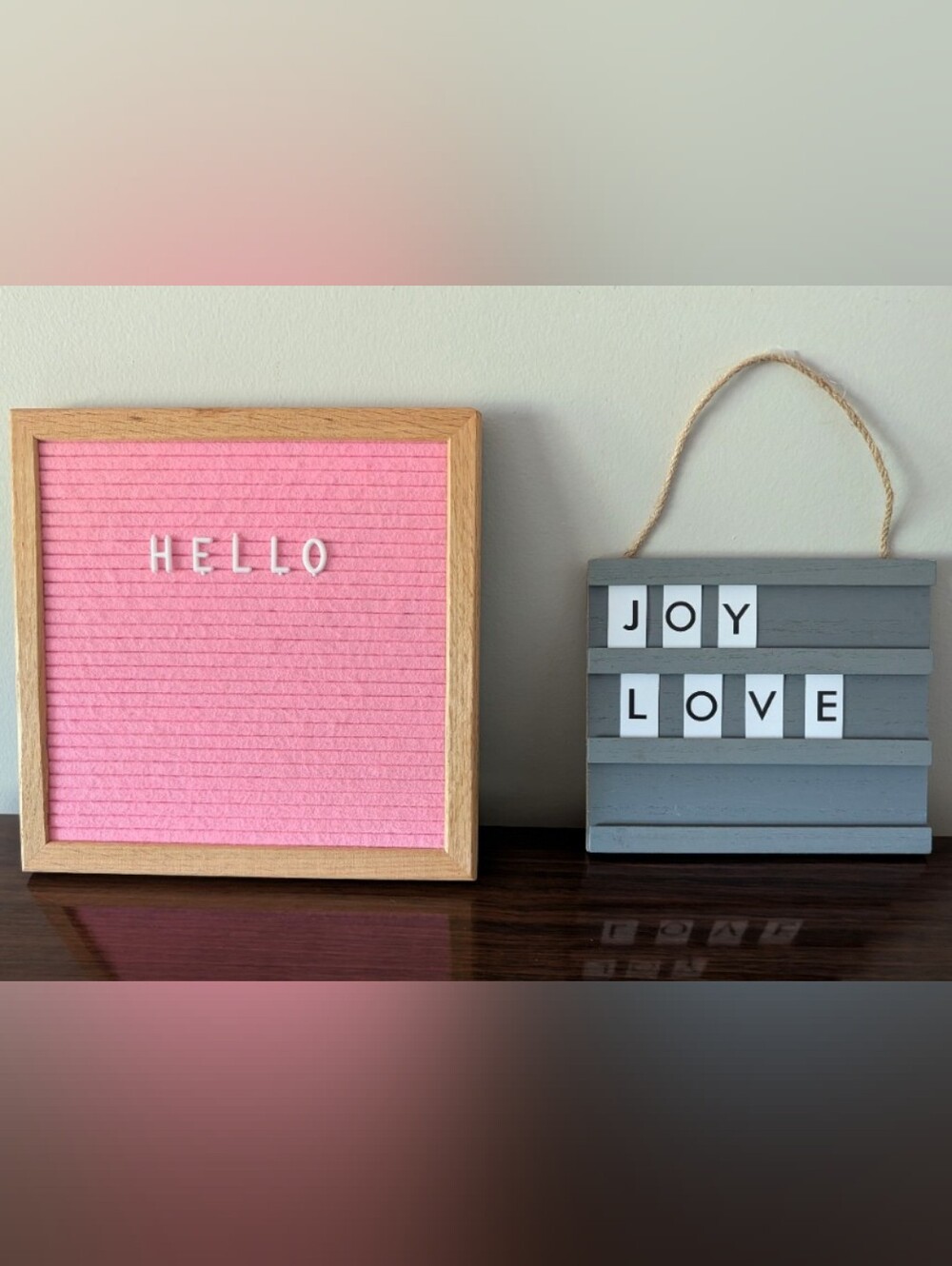 Two Letter Boards - Pink and Gray